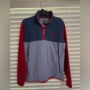 The North Face L/S Medium Fleece Pullover Blue and red